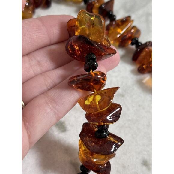 Vintage Natural Chunky Baltic Multi Colored Amber Necklace 24 Inch - Picture 9 of 11